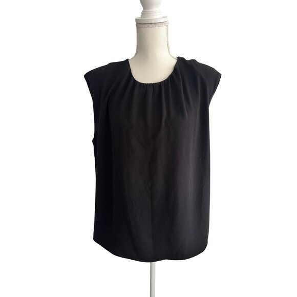 H&M Black Ruched Crewneck Tank Top Size Large - Picture 1 of 7